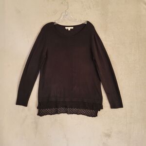 Cyrus long sleeves top Black sz Large Lace ruffle